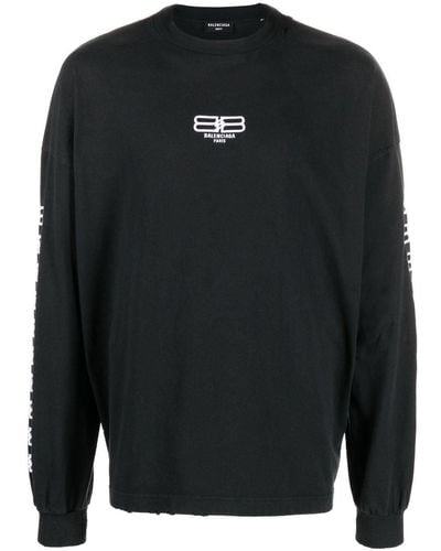Balenciaga バレンシアガ ロゴ ロングtシャツ - ブラック