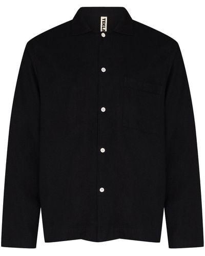 Tekla Organic Cotton Pyjama Shirt - Black