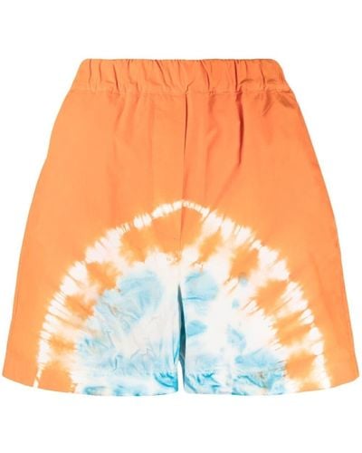 MSGM Tie-dye Print Track Shorts - Orange