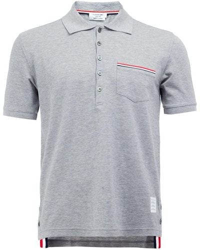 Thom Browne Rwb Stripe Polo Shirt - Grey