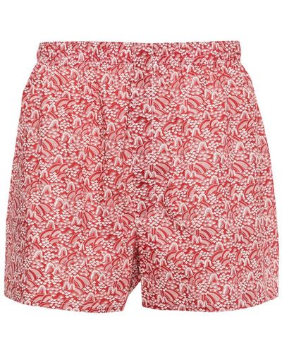 Sunspel Japanese Floral-print Cotton Boxers - Red