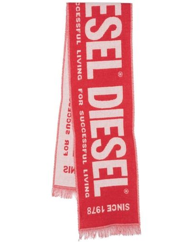 DIESEL S-Bisc-New Schal mit Intarsien-Logo - Rot