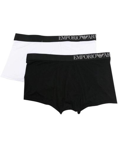 Emporio Armani Logo-waistband Boxer Briefs (set Of Two) - Black