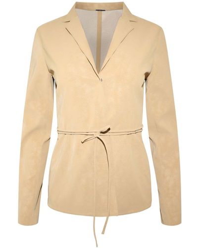 Alexis Nico Belted Faux-suede Blazer - Natural