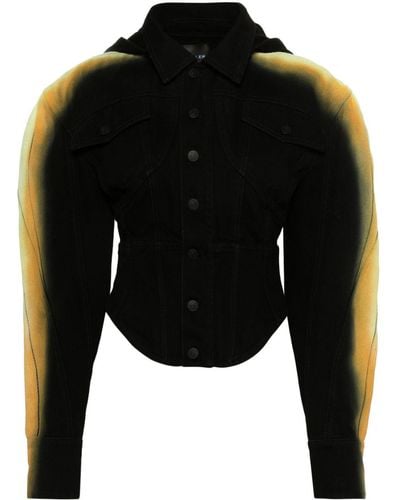 Mugler Corseted Gradient-effect Denim Jacket - Black