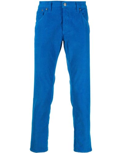 Dondup Pantalon en velours côtelé à taille basse - Bleu