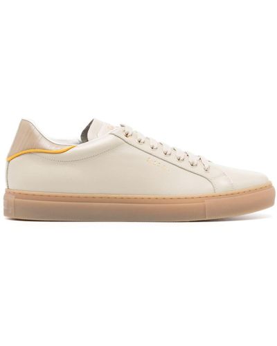 Paul Smith Logo-print Lace-up Leather Trainers - Natural