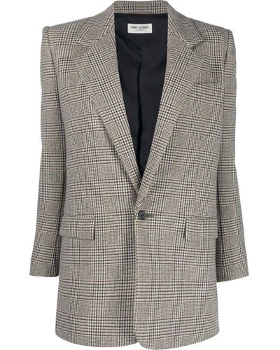 Saint Laurent Blazer mit Hahnentrittmuster - Grau