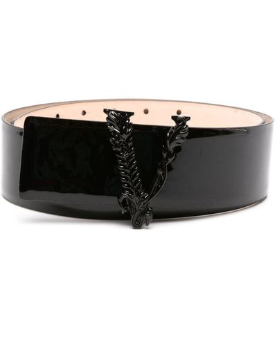 Versace Virtus Patent Belt - Black
