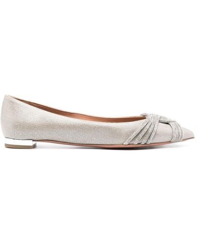 Aquazzura Gatsby Crystal-embellished Ballerina Shoes - White