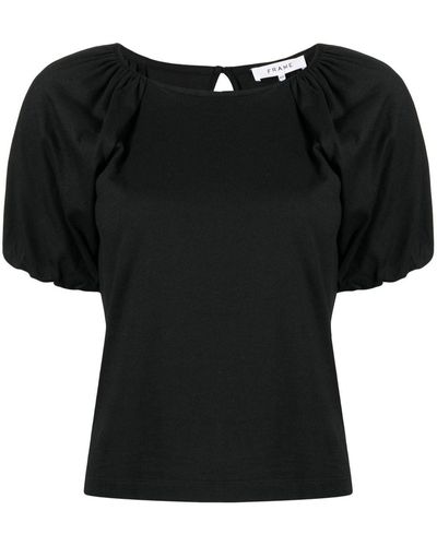 FRAME Puff Sleeve Jersey T-shirt - Black
