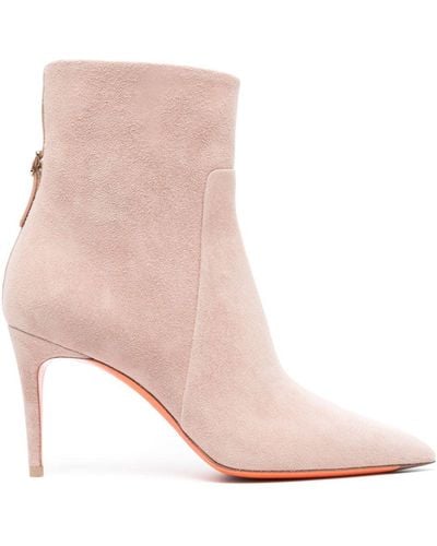 Santoni 65mm Suede Ankle Boots - Pink