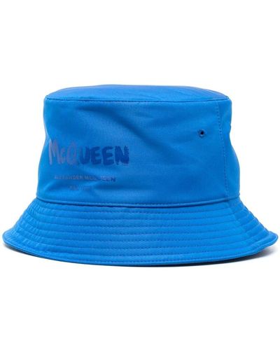 Alexander McQueen Logo-print Bucket Hat - Blue