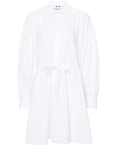 MSGM Seersucker Mini Dress - White