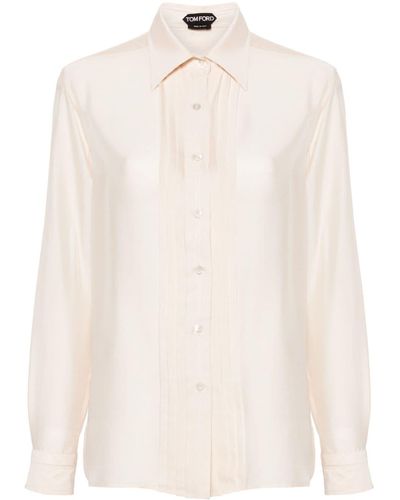 Tom Ford Pleat-detail Silk Shirt - White
