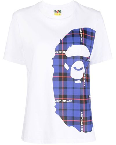 A Bathing Ape チェック ロゴ Tシャツ - ホワイト