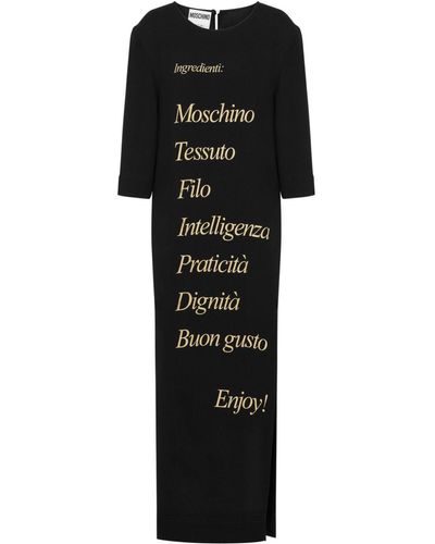 Moschino Text-print Round-neck Dress - Black