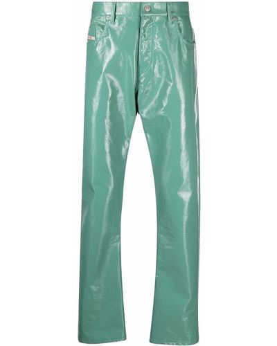 DIESEL Pantalones rectos brillantes - Verde