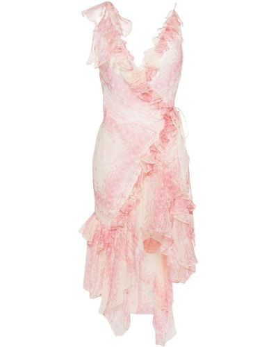 Philosophy Di Lorenzo Serafini Floral-print Ruffled Wrap Dress - Pink