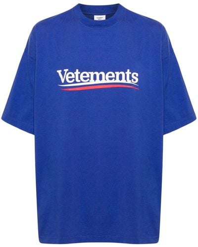 Vetements Logo-print Cotton T-shirt - Blue