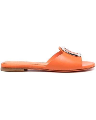 Santoni Decorative-buckle Leather Sandals - Orange