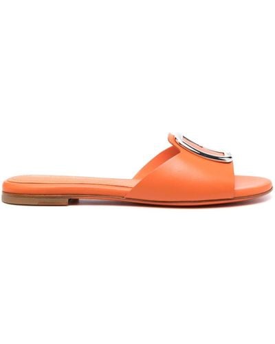 Santoni Sandales en cuir à boucle - Orange