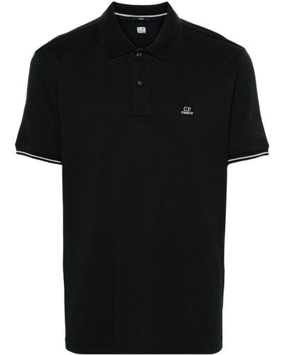 C.P. Company Logo-patch Piqué Polo Shirt - Black