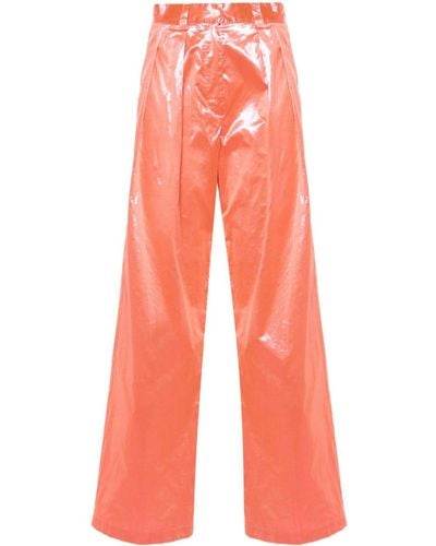 Forte Forte Pantalon droit à effet métallisé - Orange