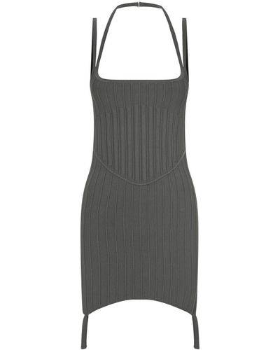 Dion Lee Ribbed-knit Corset Mini Dress - Black
