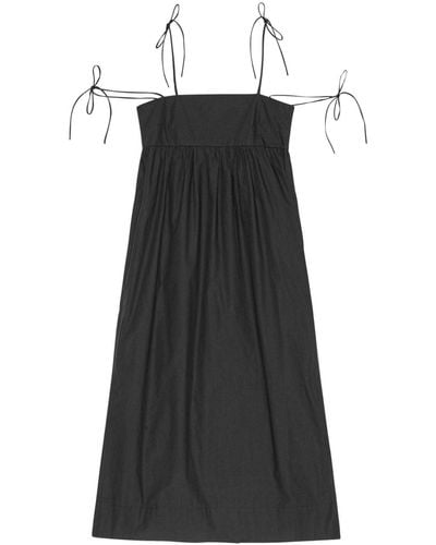 Ganni Cotton Poplin String Midi Dress - Black