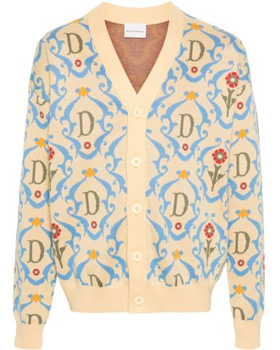 Drole de Monsieur Ornements Intarsia-knit Cardigan - Yellow