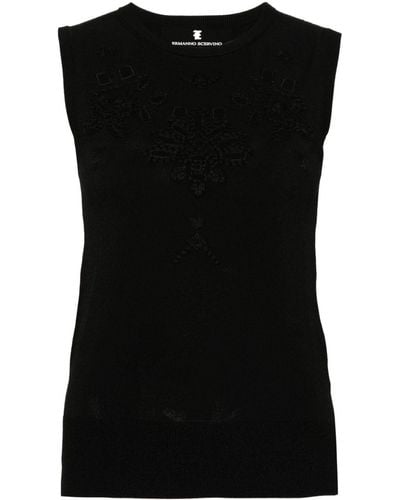 Ermanno Scervino Broderie-anglaise Fine-knit Top - Black
