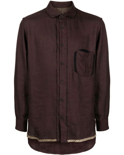 Ziggy Chen Contrast-trim Patch-pocket Shirt - Brown