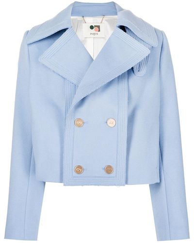 Ports 1961 Double-breasted Cropped Jacket - Blue