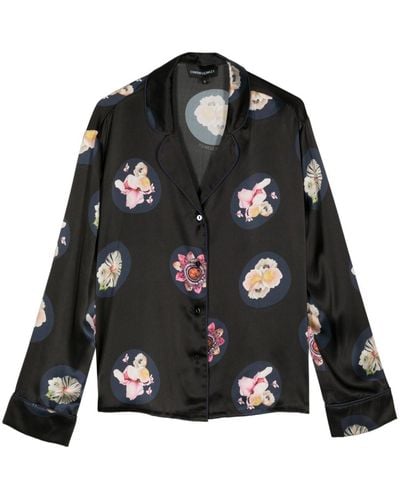 Cynthia Rowley Floral-print Silk Shirt - Black