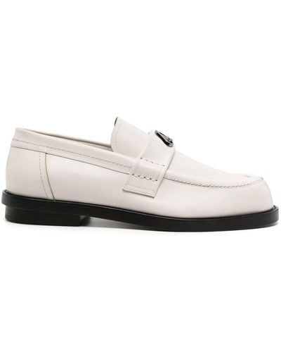 Alexander McQueen Seal-plaque Leather Loafers - White