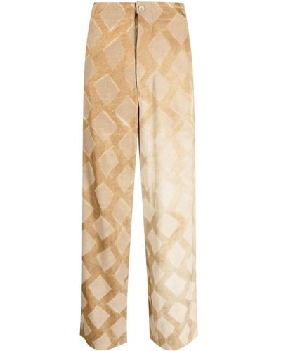 Uma Wang Patterned-jacquard Wide-leg Trousers - Natural