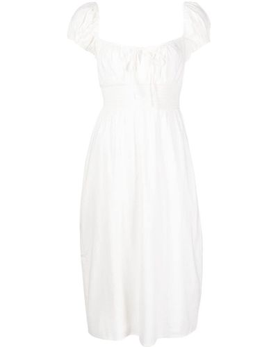 Reformation Arna Front Tie-fastening Midi Dress - White