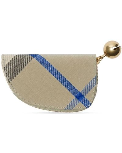 Burberry Shield Checked Wallet - Natural