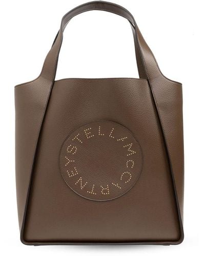 Stella McCartney Logo-perforated faux-leather tote bag - Braun