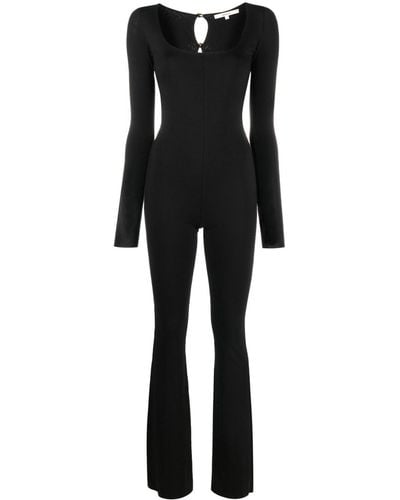 MANURI Square-neck Long-sleeved Jumpsuit - Black