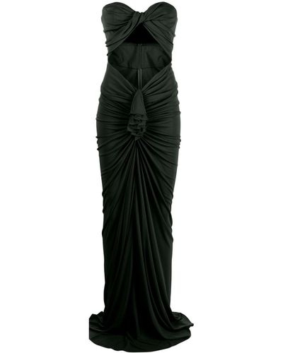 Saint Laurent Cut-out Ruched Strapless Gown - Black