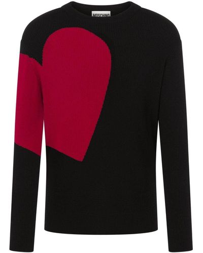 Moschino Intarsien-Pullover mit Herz - Schwarz