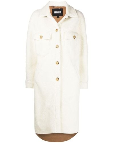 Apparis Wes Single-breasted Faux-shearling Coat - White
