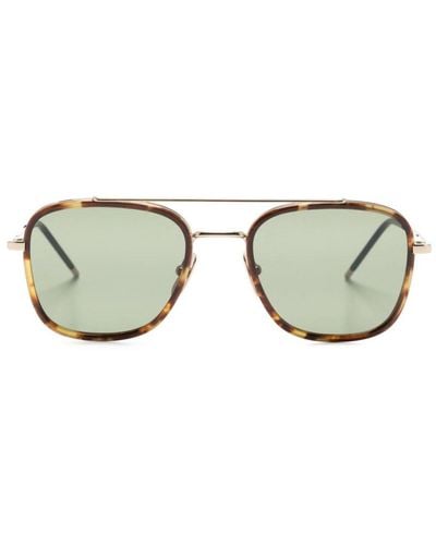 Thom Browne Tortoiseshell-detailed Pilot-frame Sunglasses - Brown
