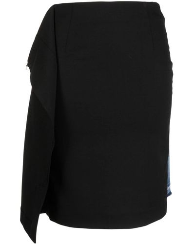 MM6 by Maison Martin Margiela Asymmetric Panelled Denim Skirt - Black