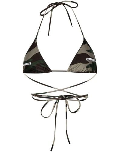 Vetements Top de bikini con estampado militar - Verde