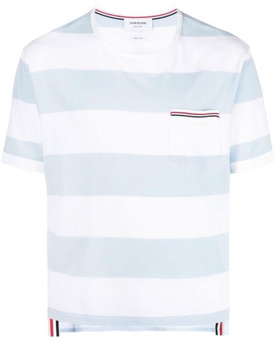 Thom Browne T-shirt con banda a righe RWB - Bianco