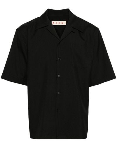 Marni Cuban-collar Wool Shirt - Black