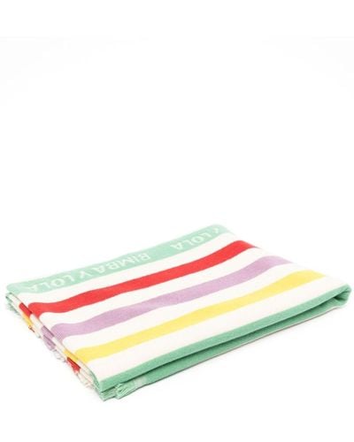 Bimba Y Lola Logo-jacquard Striped Beach Towel - Natural